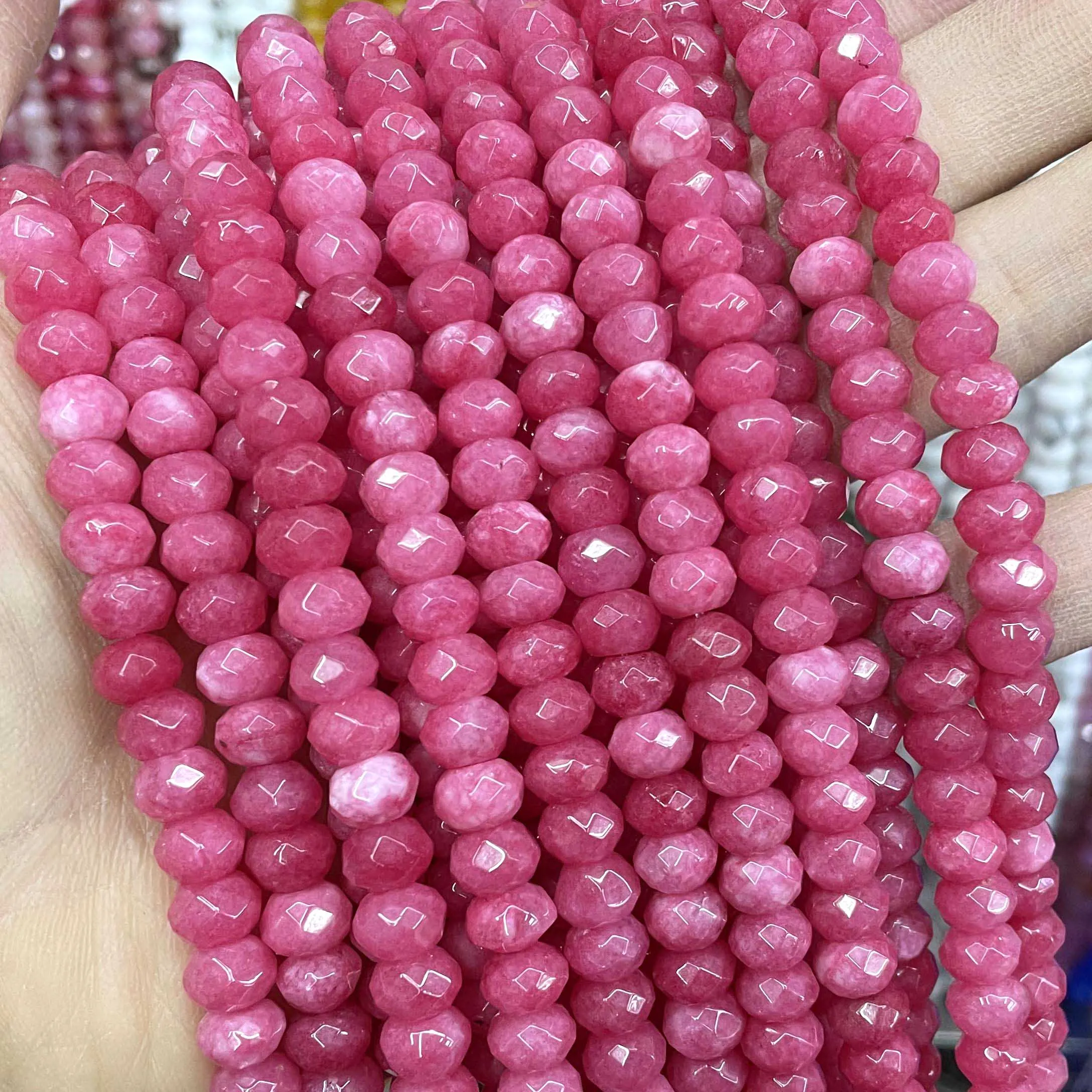 Faceted Natural Stone 5*8mm Rondelle Chalcedony Tourmaline Aquamarines Spacer Beads For Jewelry Making Diy Bracelet Accessories