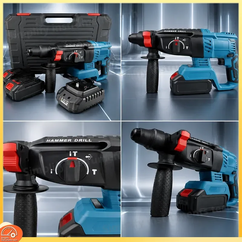 Cordless Rotary Hammer Drill Impact Drilling Power Tool Heavy Duty Concrete Masonry Brushless Motor High