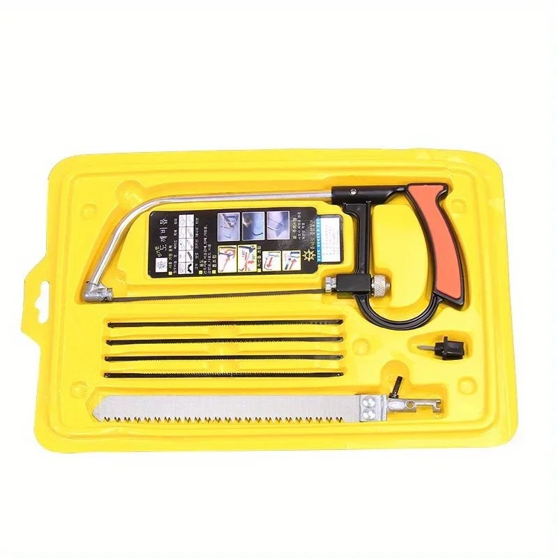 TINSOL 8in1 Multi Purpose Hand DIY Steel Saw Kit for Metal Wood Glass 6 Blades Woodworking Metalworking Model Hobby Tool