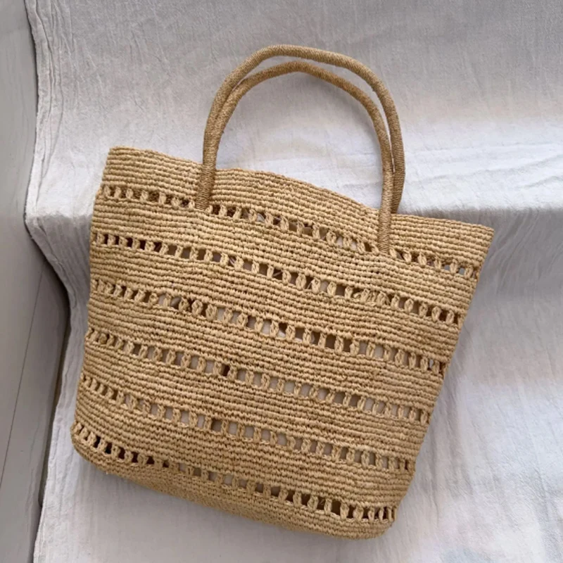

New Hollow Out Casual Woven Shoulder Bag Summer Beach Handbag for Women Large Capacity Straw Weave Leisure Travel Bucket Bag
