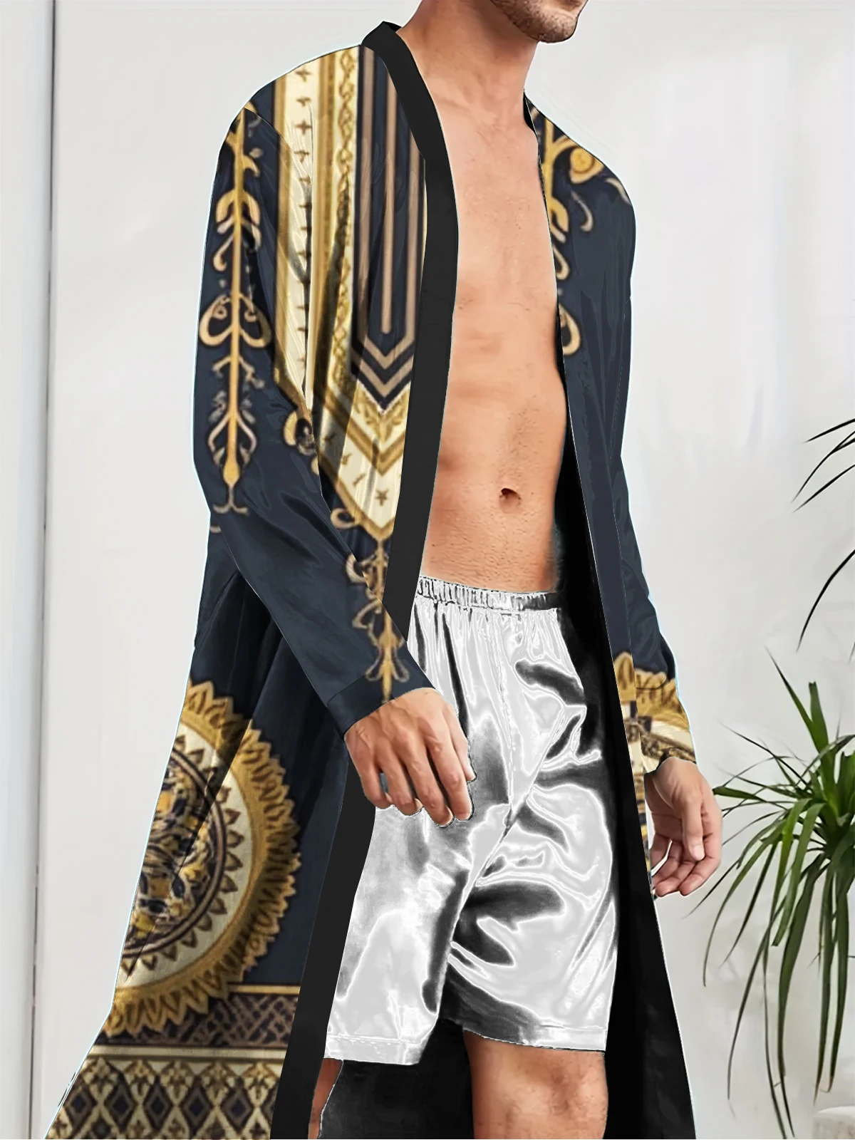 1pcs Men's Robes 2026 Spring/Summer sleepwear Robes 3D Printed Graphic Breathable bath robe Shower robe dressing gown