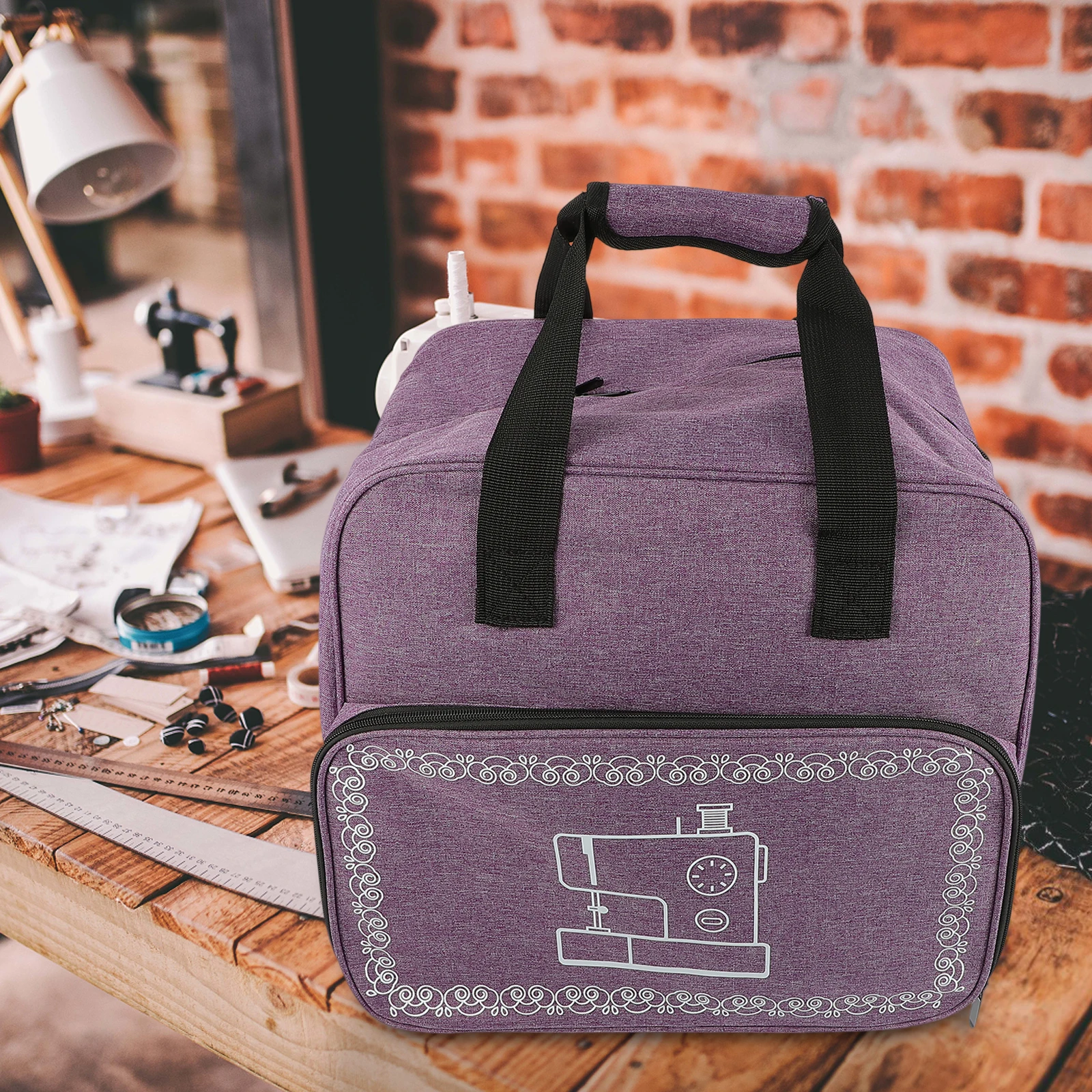 

Sewing Machine Bag Oxford Cloth Reinforced Stitches Padded Interior Durable Lightweight Travel Case Large Capacity for Sewing