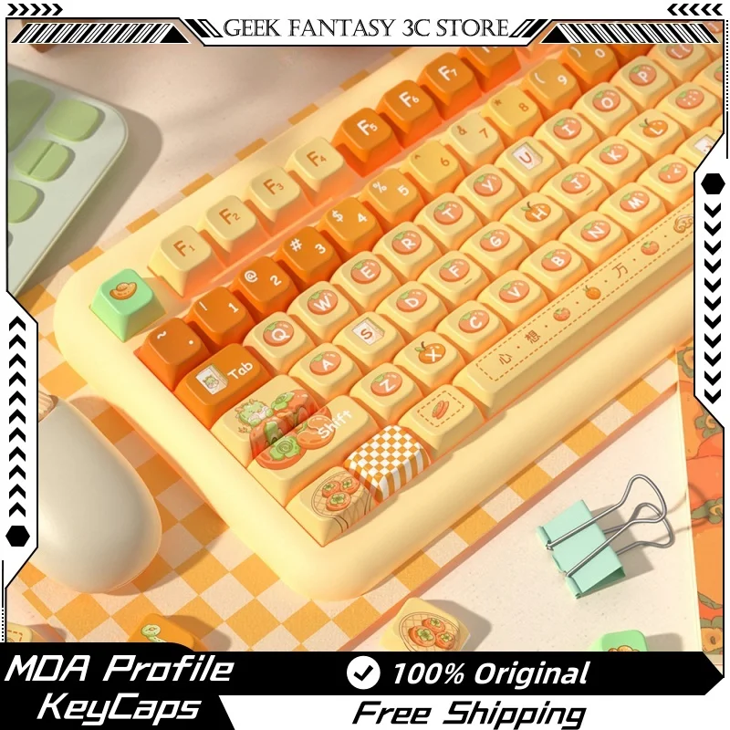 New Orange Themed Keycaps 138/158keys Mda Profile Pbt Thermal Sublimation Mechanical Keyboard Cartoon Game Peripherals Key Cap