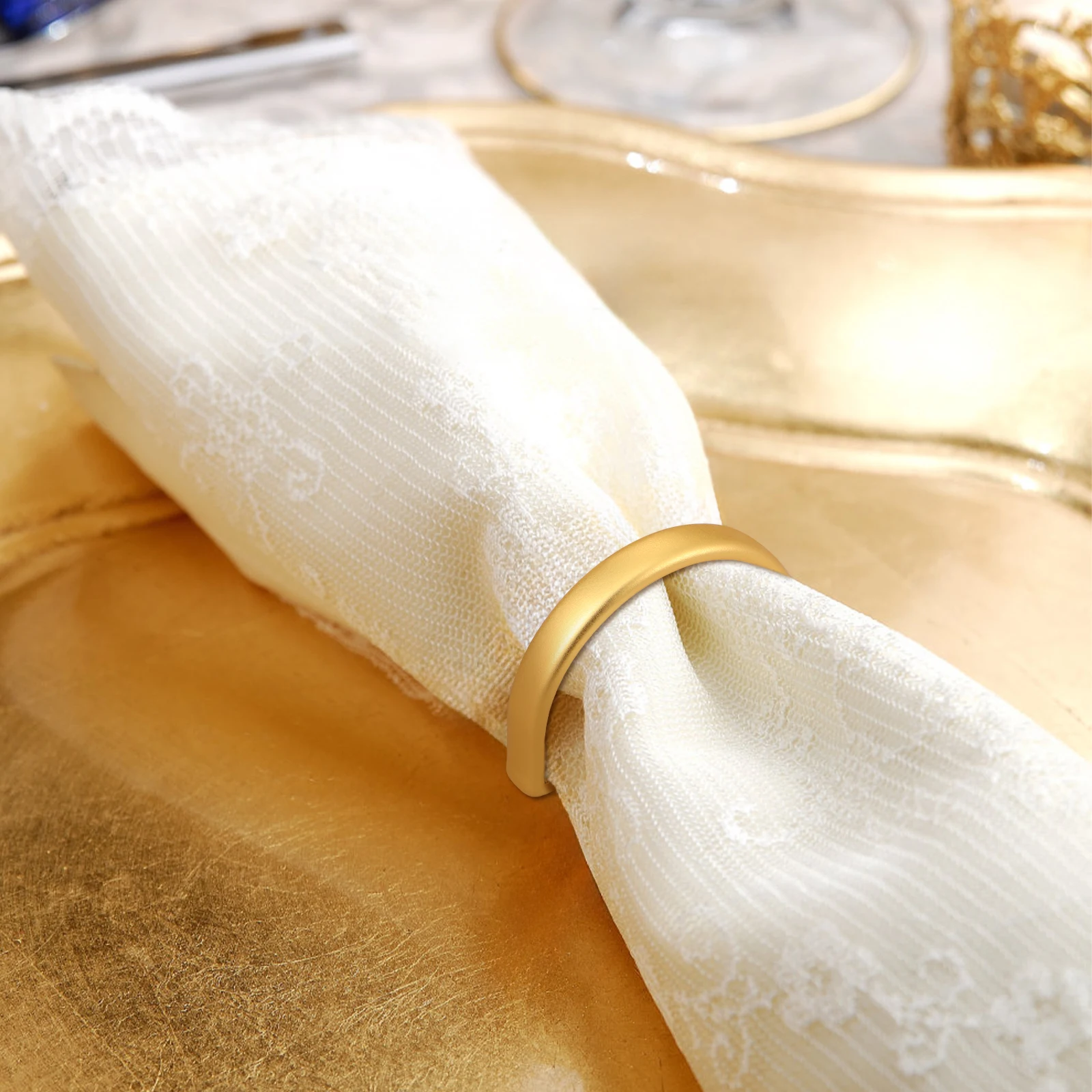 

12 Pcs Napkin Rings Zinc Alloy Half Circle Table Decor Thanksgiving Christmas Serviette Holder Cloth Modern Set