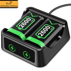 Dinofire 2x2600mAn Batteries Dock for Xbox One, Xbox One X. Xbox One S, Xbox Series X, Xbox Series S with Charging Station