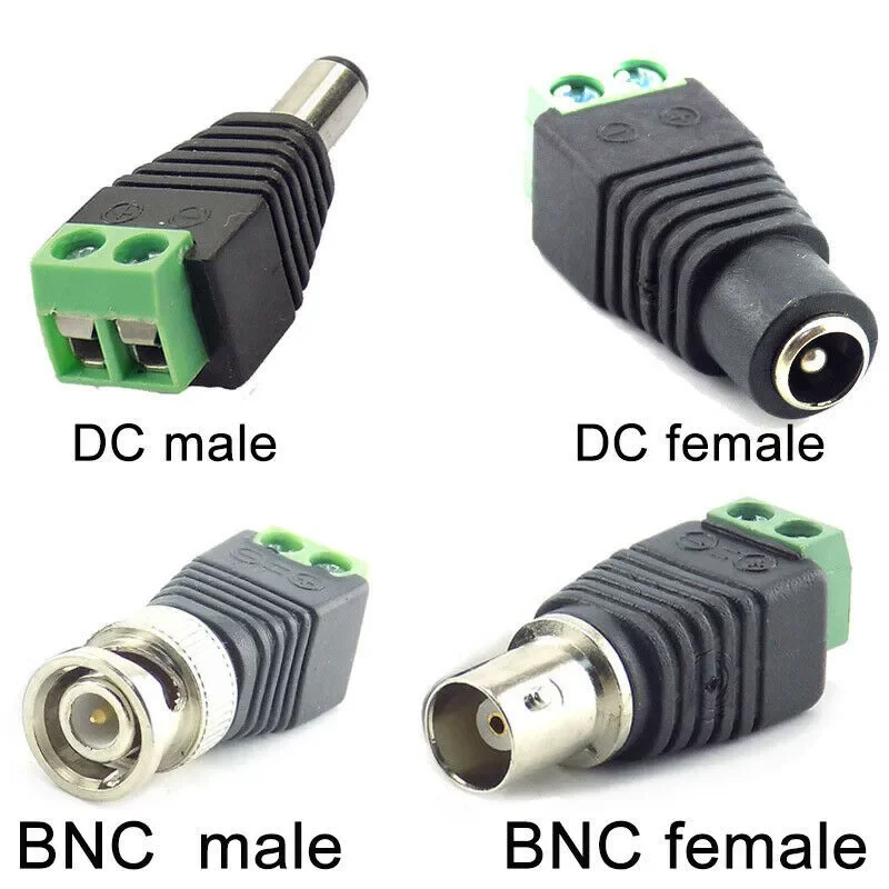 LED 스트립 조명용 동축 Cat5-BNC 암 플러그, 비디오 발룬 CCTV 카메라 액세서리, 12V DC BNC 수 암 커넥터, 2 개, 5 개, 10 개