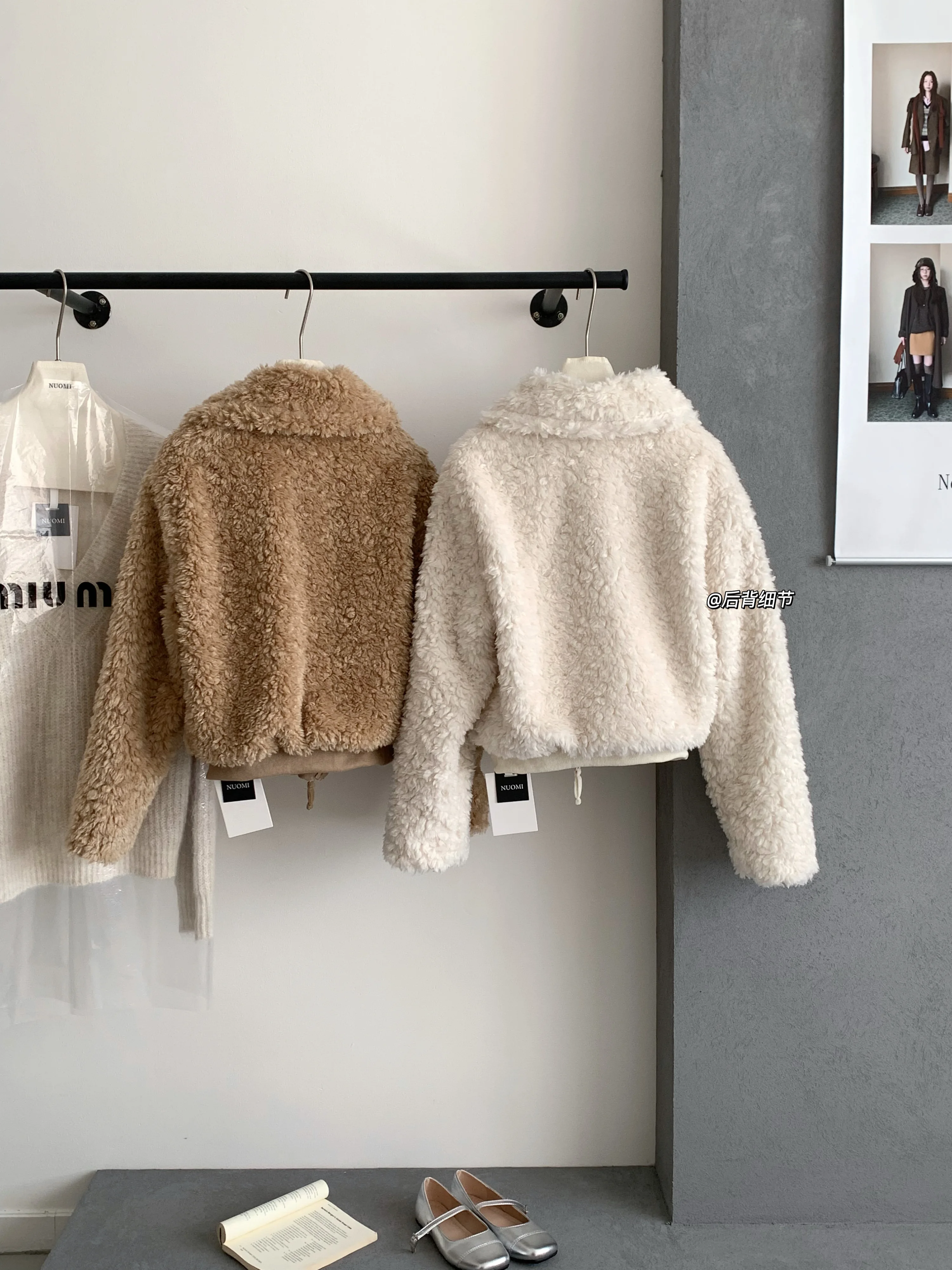 المرأة الخريف الشتاء فو الصوف زمم كم طويل معطف فضفاض سيدة الشارع الشهير فروي زمم سميكة الدافئة أبلى #6