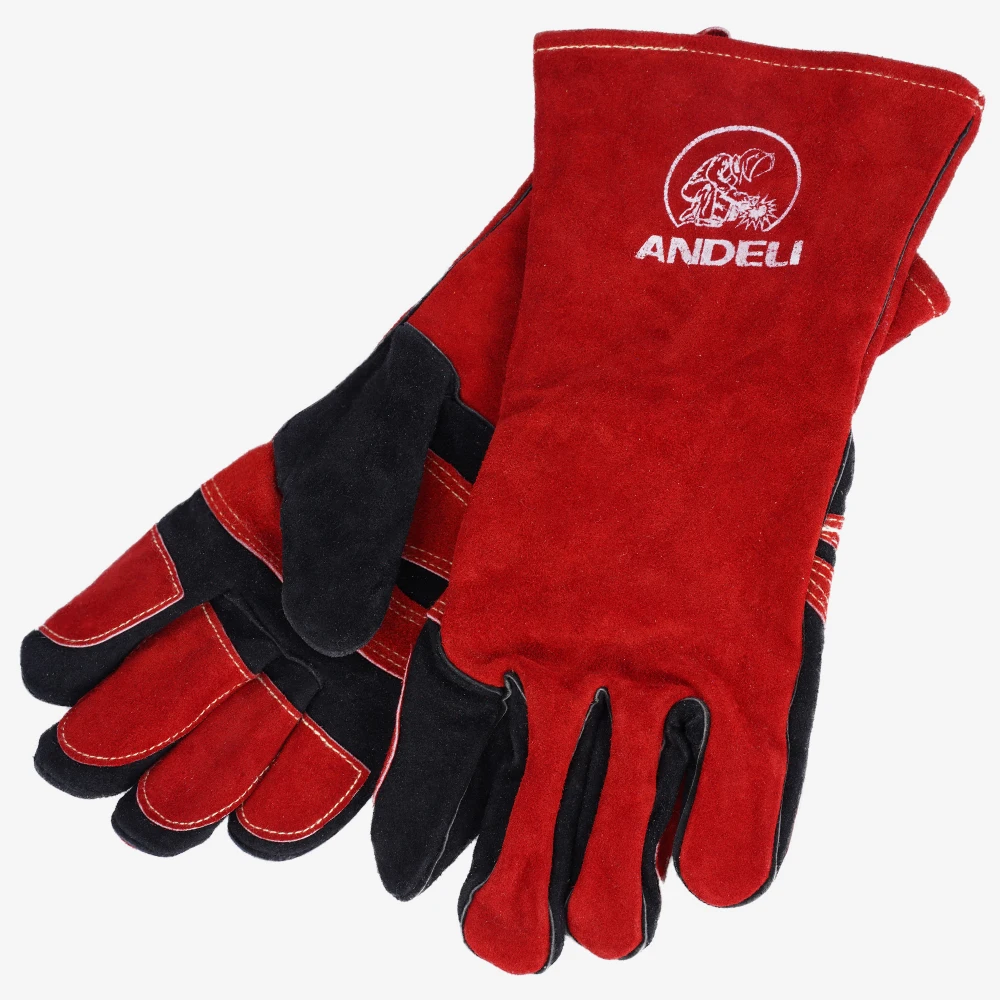 ANDELI 14inch Welding Glove TIG/Mig/Welding Gloves Heat/Fire Resistant BBQ/Animal Handling Gloves with Extra Long Sleeve