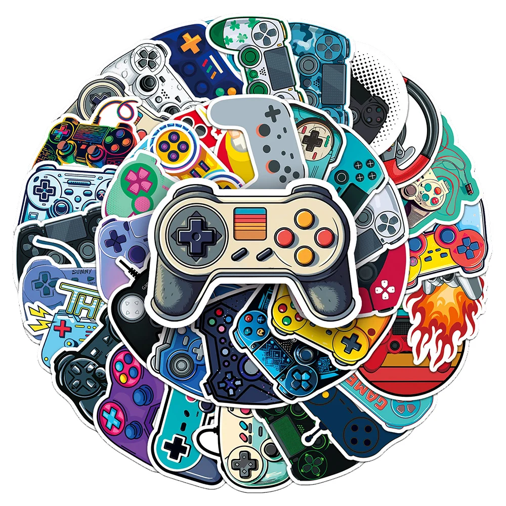 10/30/50pcs Cool Cartoon Joystick Gamepad Stickers Colorful Video Game Decal Skateboard Laptop Phone Graffiti Waterproof Sticker