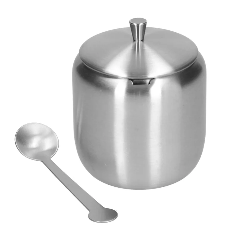 

Sugar Container 370ML 304 Stainless Steel Polished Brushed Anti-Oxidation Anti-Rust Seasoning Box With Spoon