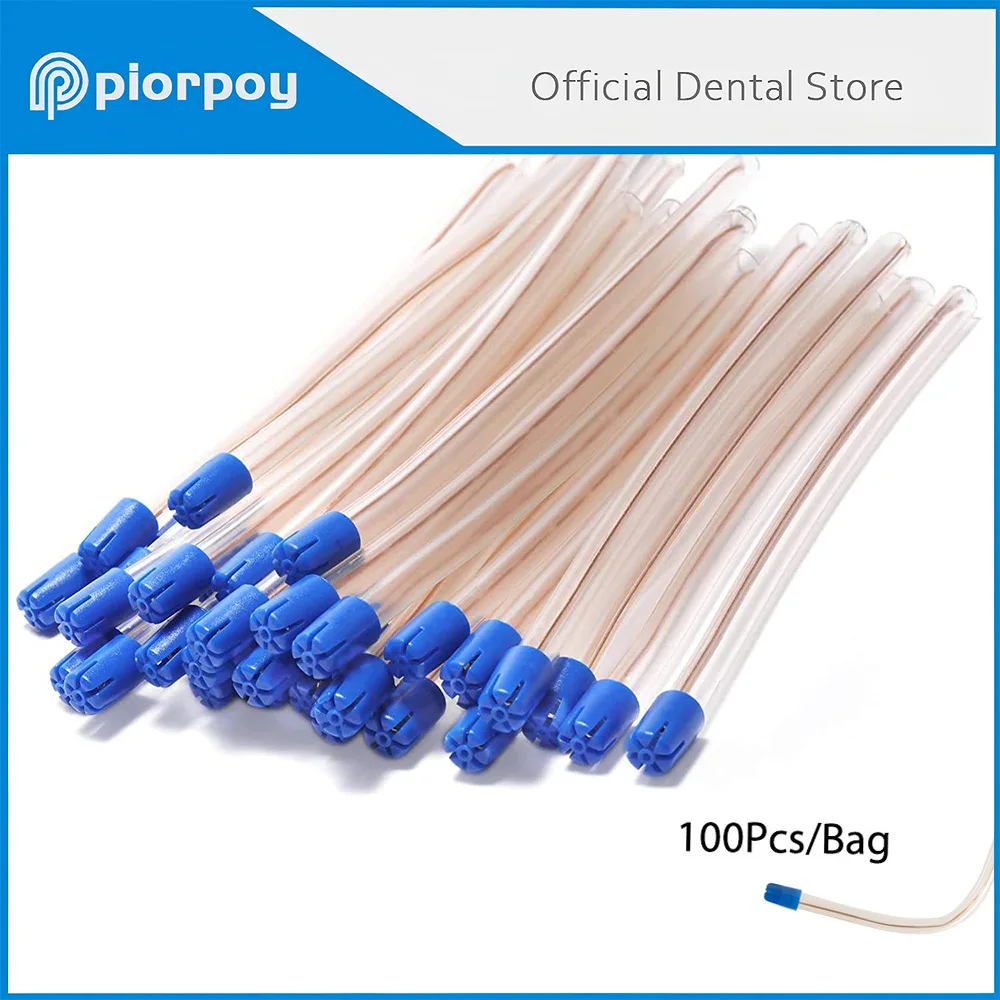 

PIORPOY 100Pcs/1Bag Dental Saliva Ejectors Aspirator Tube Disposable Dentistry Surgical Aspirator Suction Tips Oral Care Tools