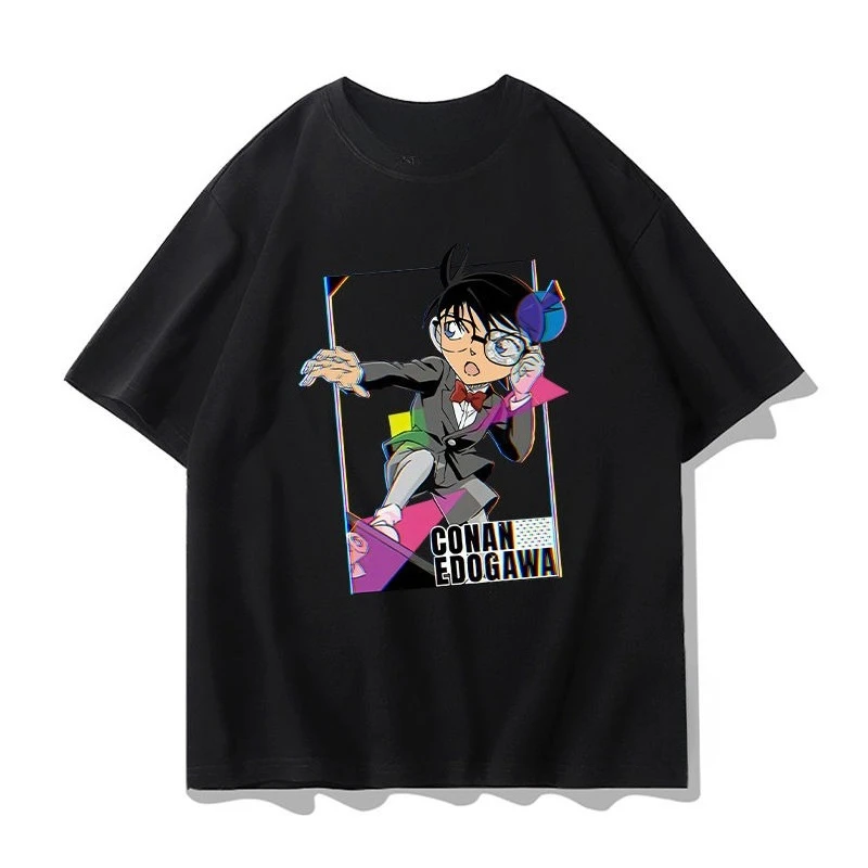 2026 Heiß begehrtes Sommer-Mode-T-Shirt: Neues Anime-Detektiv-Conan-Outdoor-T-Shirt aus Baumwolle mit lockerem Rundhalsausschnitt, ideal für die Straße