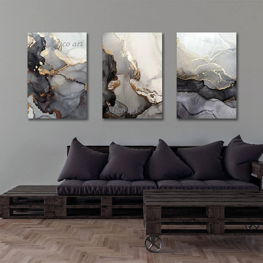 

Handmade Abstract Acrylic Textured, Modern Style Oil Painting Canvas Roll, Wall Decor, 3PCS Unframed Art Picture, Hotel Artwork