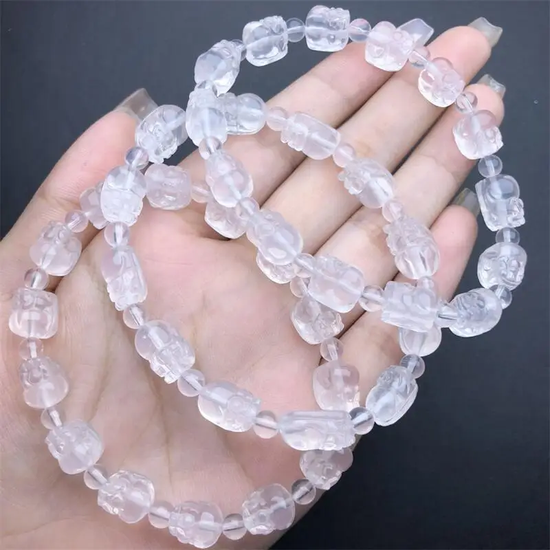 Natural Quartzo Rosa Pixiu Pulseira para Mulheres, Moda Cristal Pedras Preciosas Jóias, Reiki Presente de Cura, 8mm, 1PC