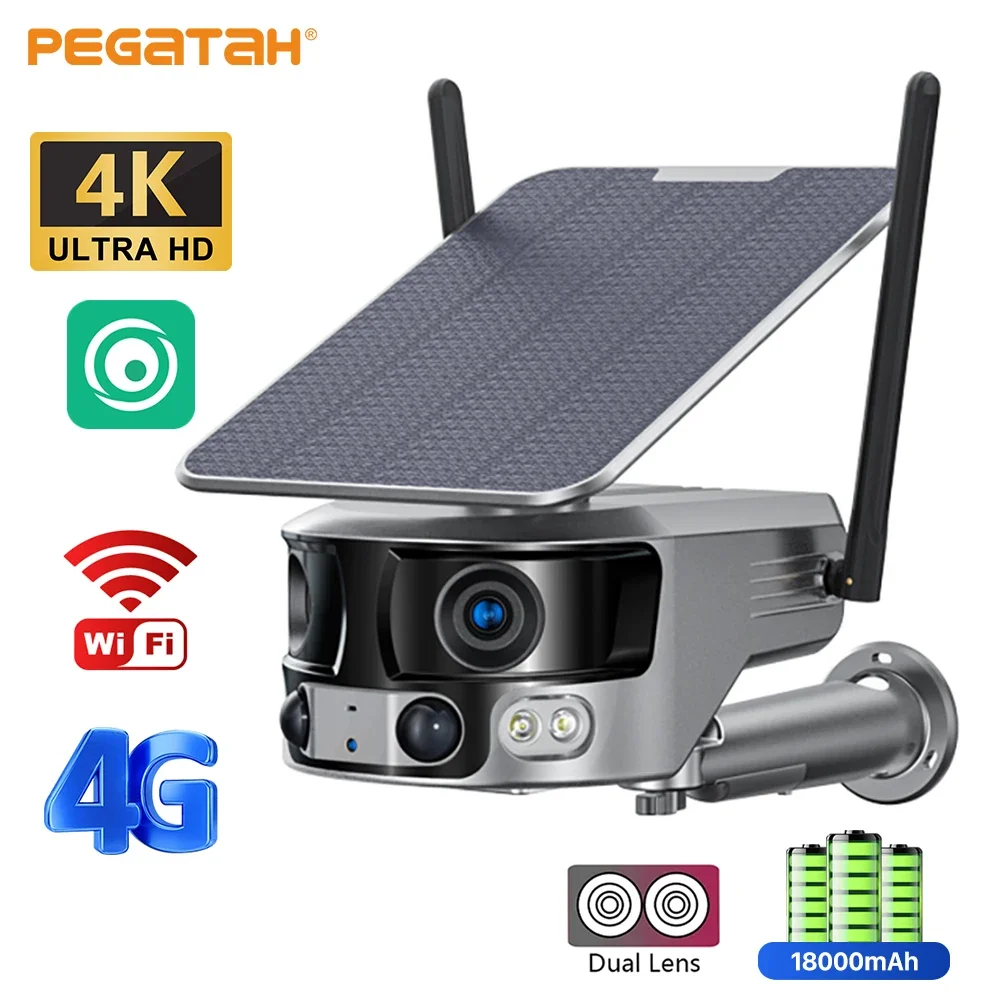 

4G Wifi Solar IP Cameras Outdoor HD Dual Lens 6W Solar Panel PIR Sensor Color Night Security Surveillance CCTV Cameras