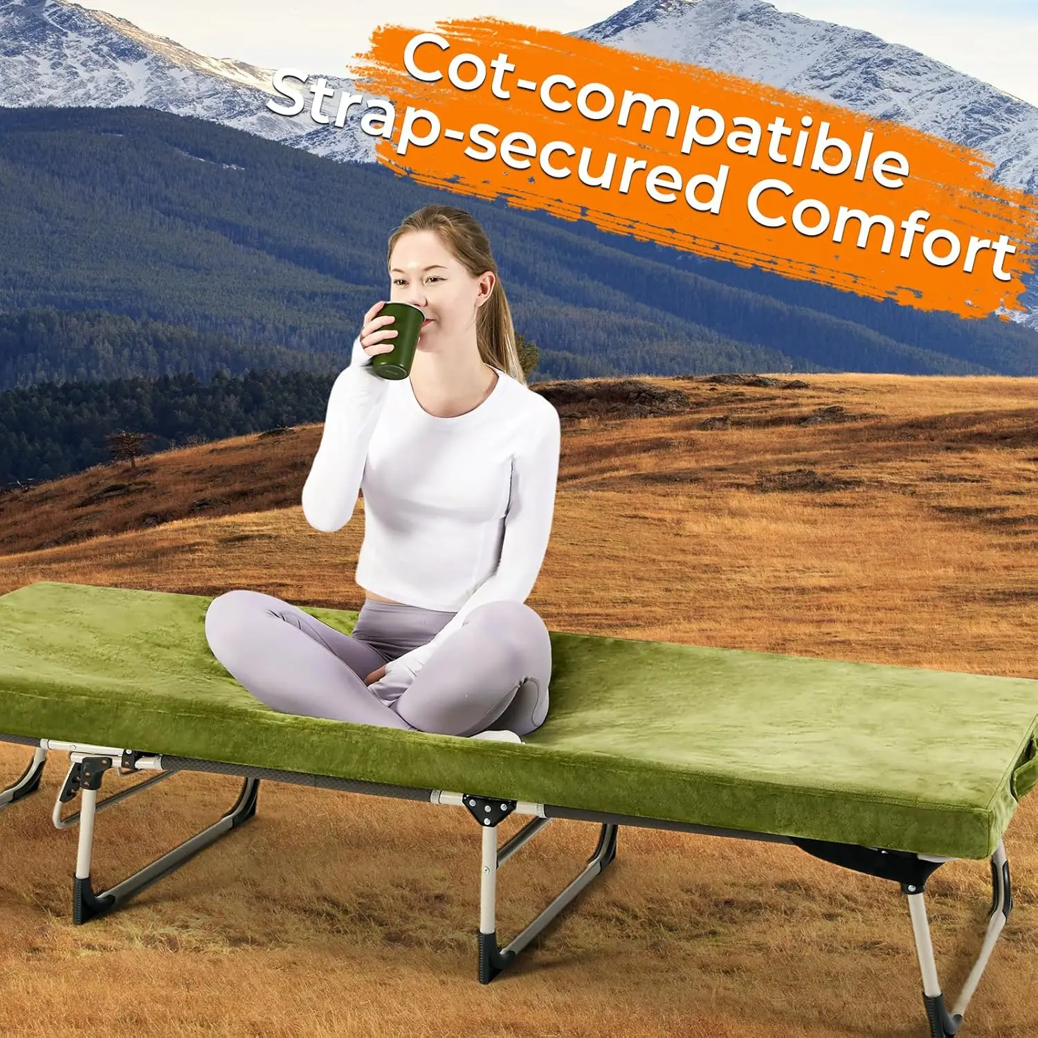 Colchão de acampamento de espuma viscoelástica à prova d'água de 3 polegadas - Tapete de dormir portátil enrolável para viagens, barraca, carro, piso de hóspedes e berço