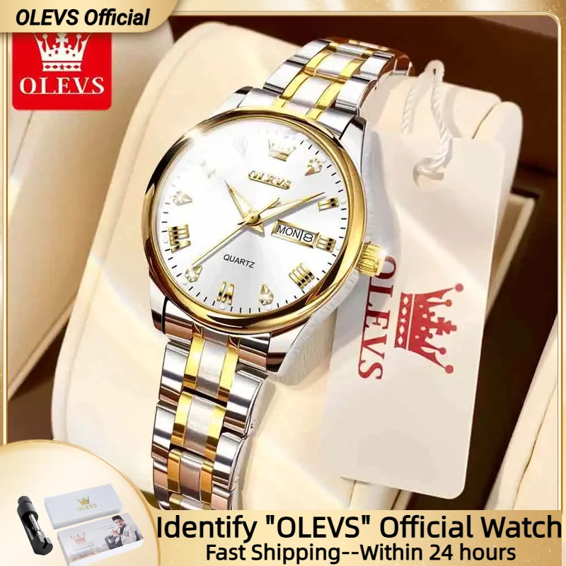 

OLEVS Women Wrist Watch Original Watches for Ladies Waterproof Stainless Steel Luxury Quartz Woman Wristwatch Gold reloj hombre