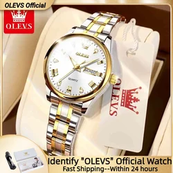 OLEVS frauen Handgelenk Uhr Original Uhren für Damen Wasserdichte Edelstahl Luxus Quarz Frau Armbanduhr Gold Reloj Mujer