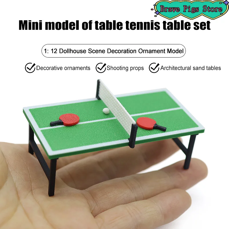 1:12 Miniature Table Tennis Racket Model Table Tennis Table Decor Accessories