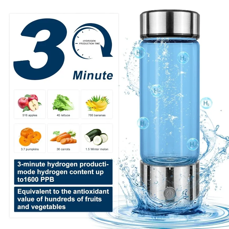 Hydrogen Water Bottle,Portable Hydrogen Water Bottle Generator for Home Office Travel Daily Drinking