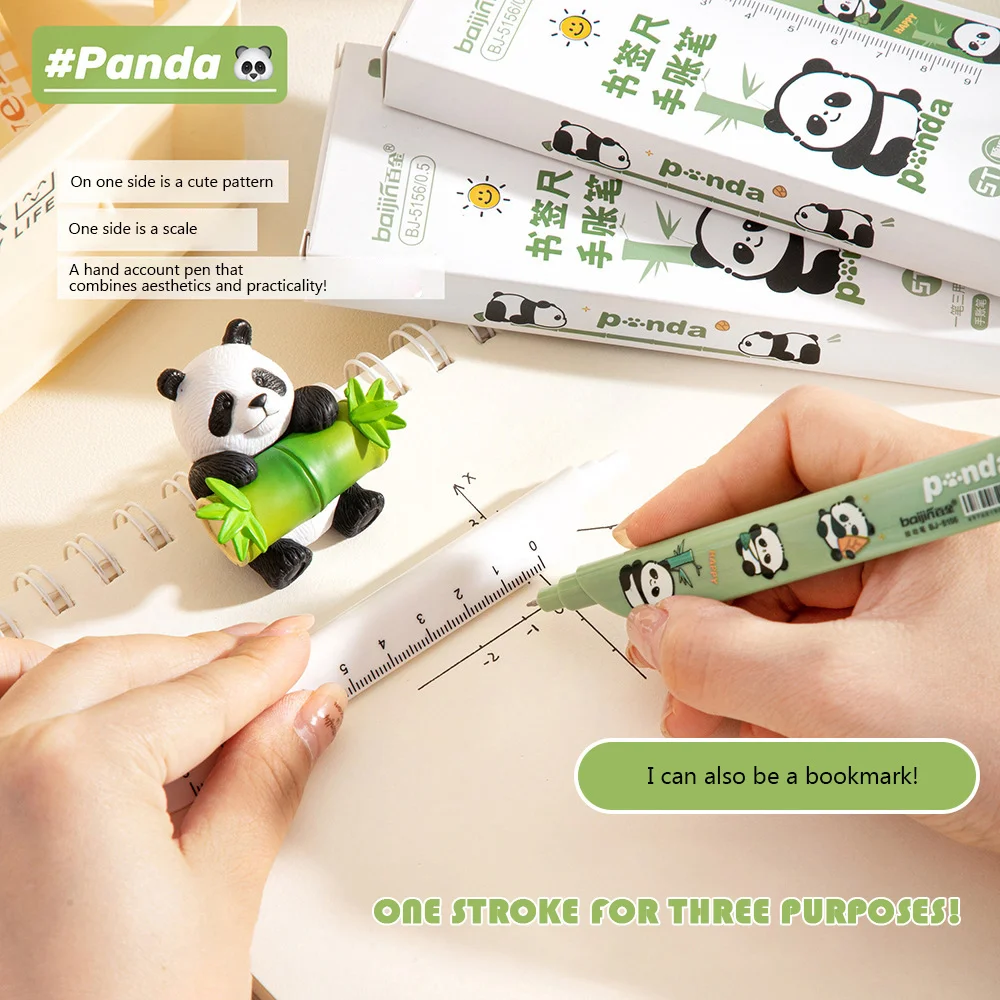 New Plastic Capybara Gel Pen Bookmark Ruler Writing Supplies Panda Black Gel Pen Black Pen Stationery Signature Pen