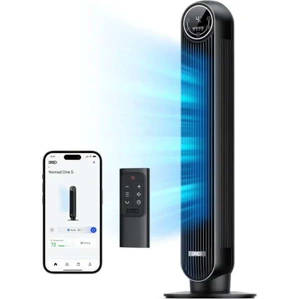 

Dreo Tower Fan for Bedroom, Smart Oscillating Quiet Floor Fans, Standing Bladeless Fan with Remote and WiFi Voice Control