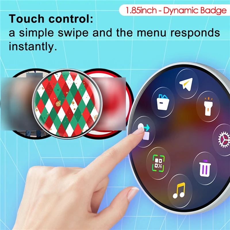1.85inch Bluetooth Dynamic Electronic Badge with 7 Color LED, Changing Images At Will Anime Merchandise for Schoolbag Clothes