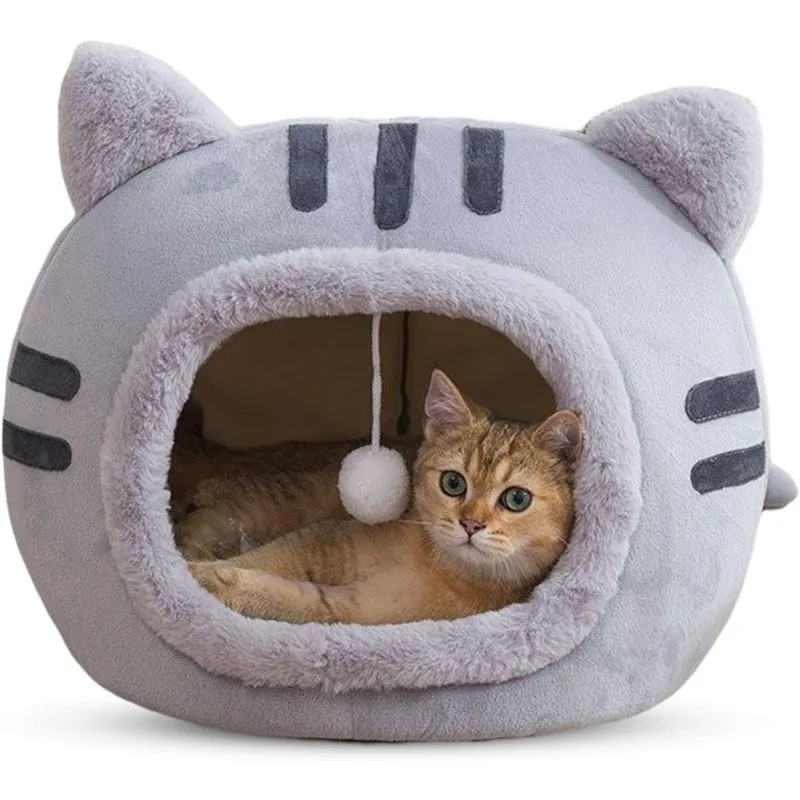 

Winter Warm Soft Cats House Cute Cat Sleeping Cave with Removable Pillow Super Cat Bed Warm Comfortable Pet House For Kitten