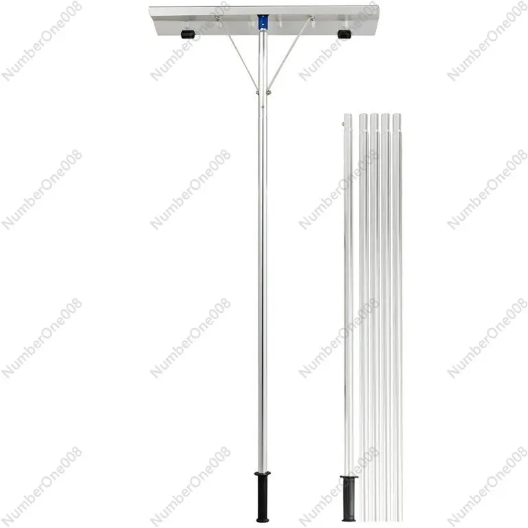 

Roof snow scraper with two wheels push super long handle push roof snow rake