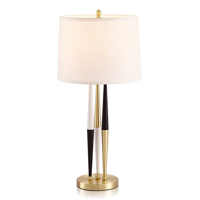 

TLL Creative Black and White Golden & Three Colors Iron Bedroom Study Bedside Table Lamp