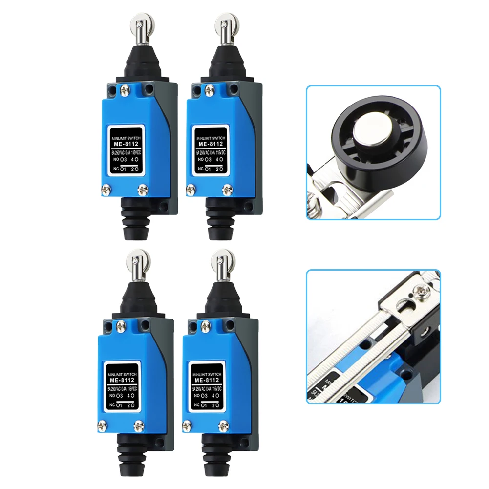 4pcs Contact-Roller Limit Switch Waterproof Oil-proof ME-8112 Limit Sensor Switch Contact-Roller Limit Travel Switch Accessories