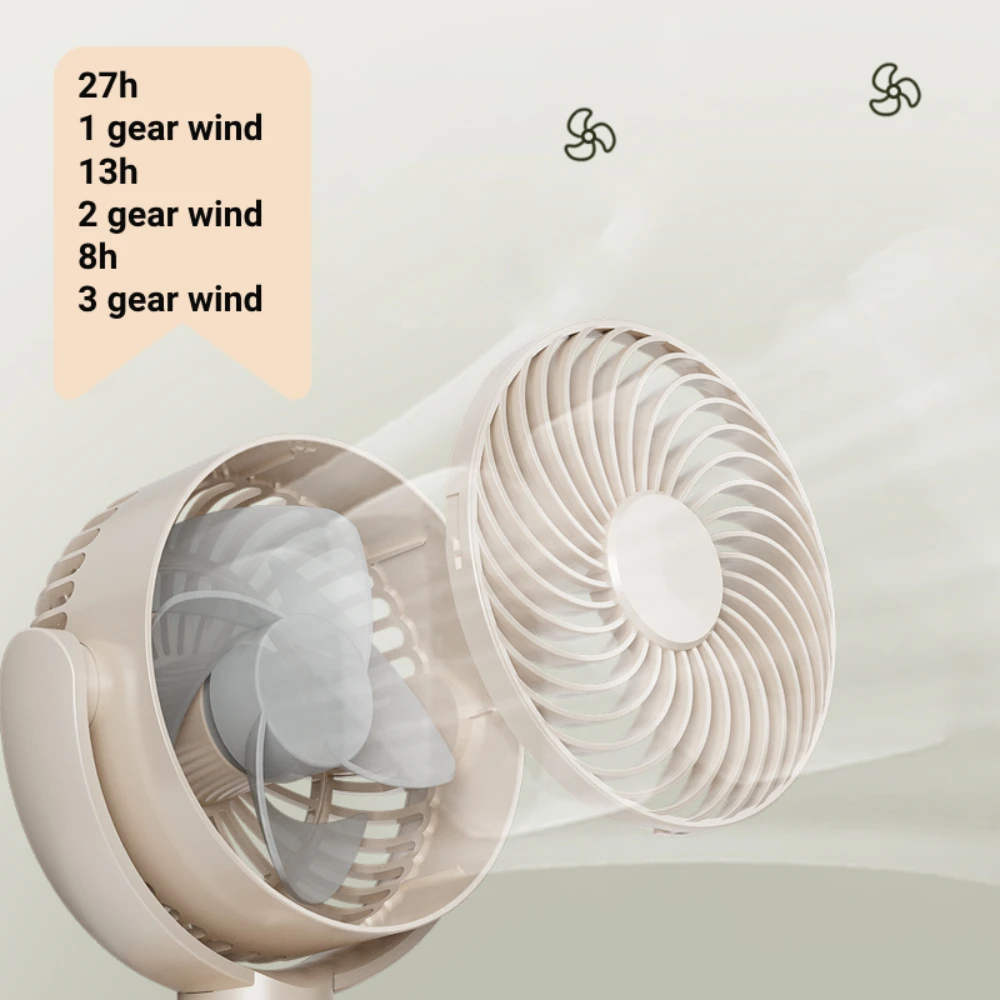مروحة تخييم قابلة لإعادة الشحن لسطح المكتب، محمولة، شاشة رقمية، مروحة كهربائية 360 درجة °   مراوح واقفة للرأس قابلة للدوران مع حامل ثلاثي القوائم