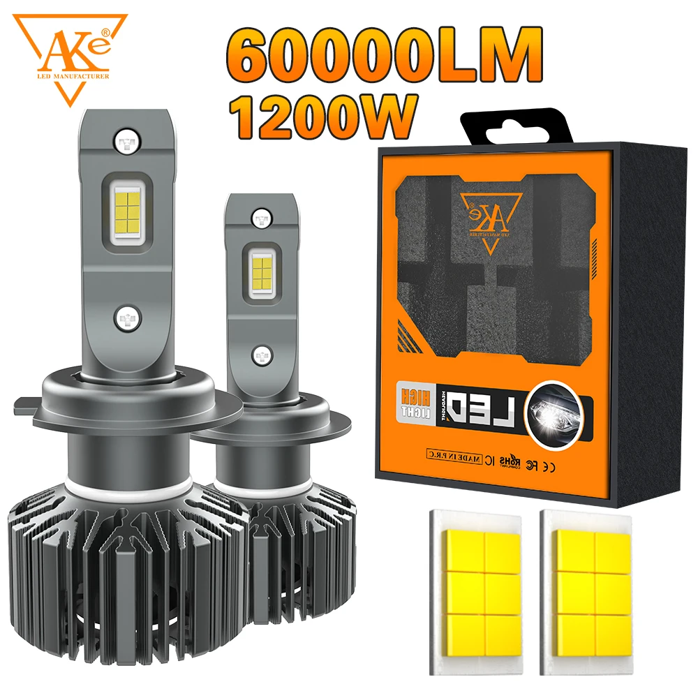 

AKE 1200W H1 LED Headlight 60000LM Led Canbus Car Lamps H4 H7 H11 9005 9006 HB3 HB4 9012 HIR2 Fog Lamps Car Light 6000K 3570 CSP