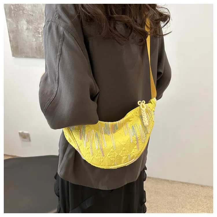 Minimalistische Umhängetasche im japanischen Stil für Damen, kleine Umhängetasche für das Handy, leichte und vielseitige Dumpling-Tasche für Mädchen – Detail 11