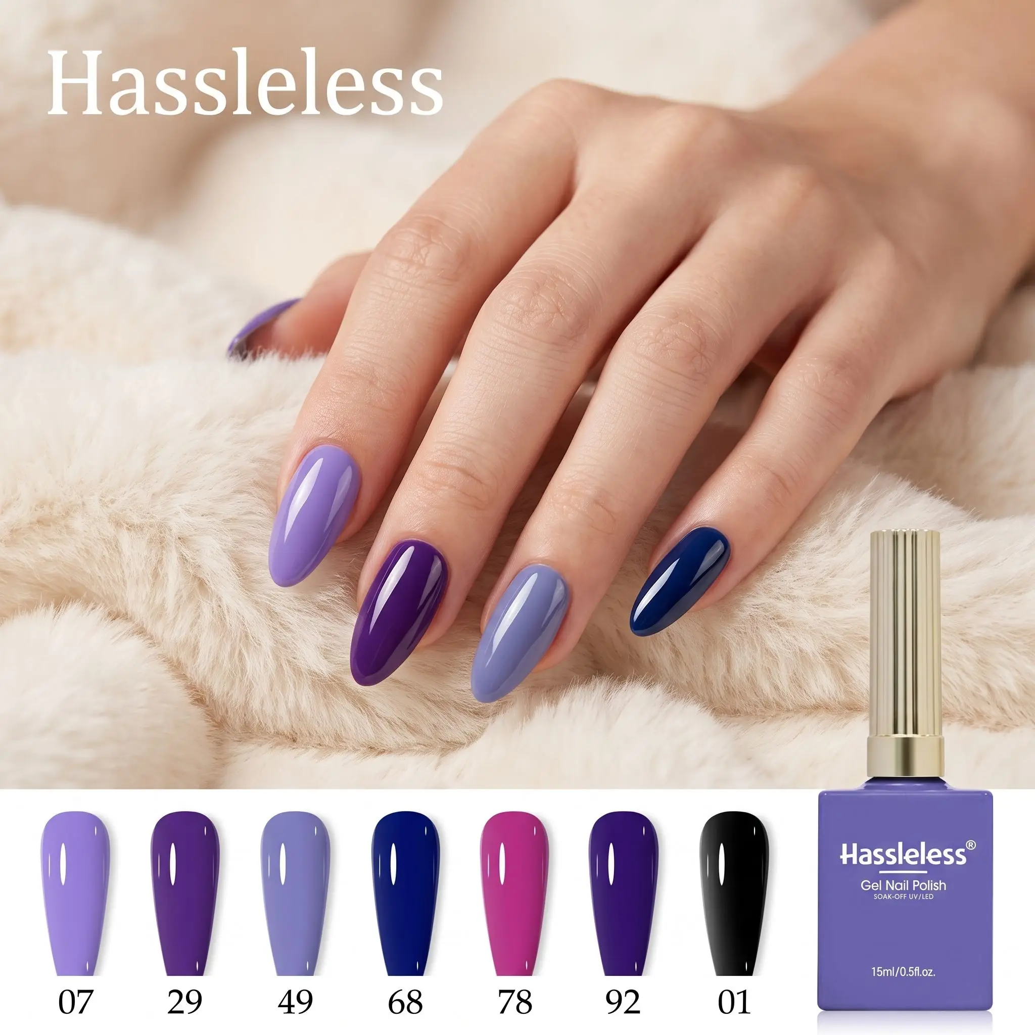 Hassleless 7Pcs Nail Polish Gel Set, Long-Lasting and Durable, Suitable for Home and Salon Nail Art, Can Be Used as a Gift