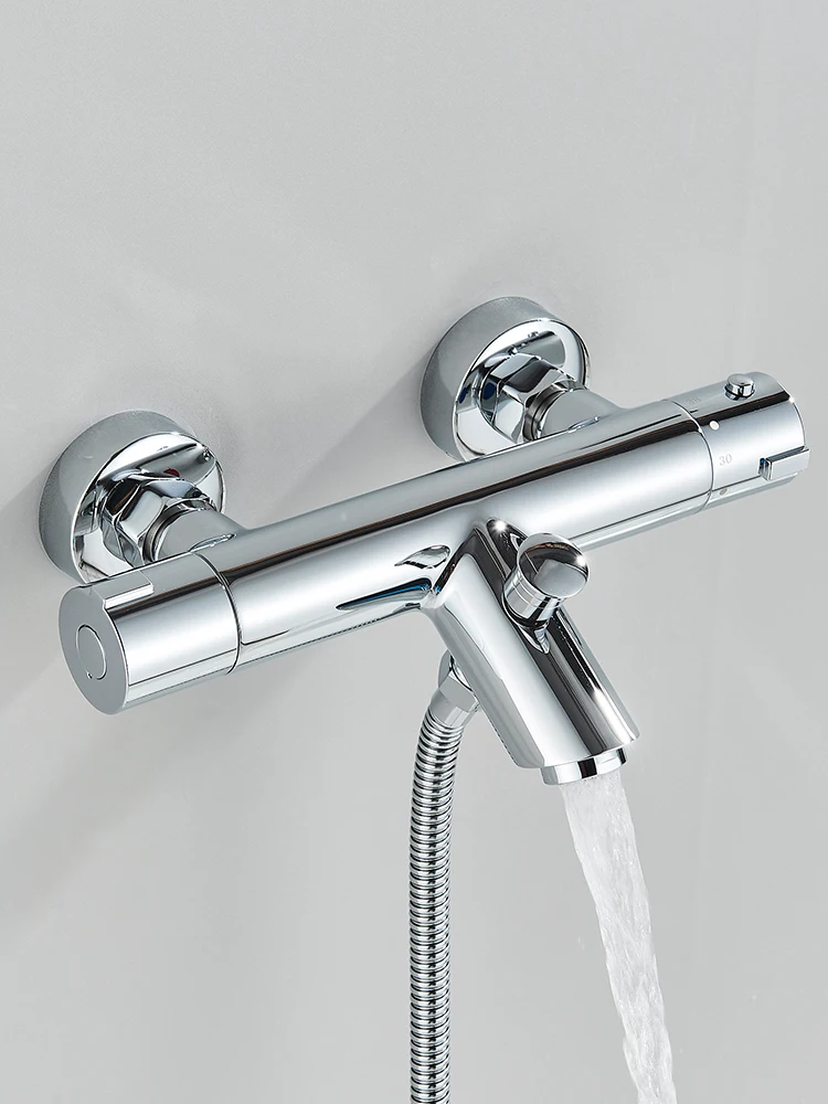 Thermostatische douchekraan Mengkraan Thermostatische kraan Douchekraan Badkamercombinatie Water Lange uitloop Badkraan - afbeelding 2