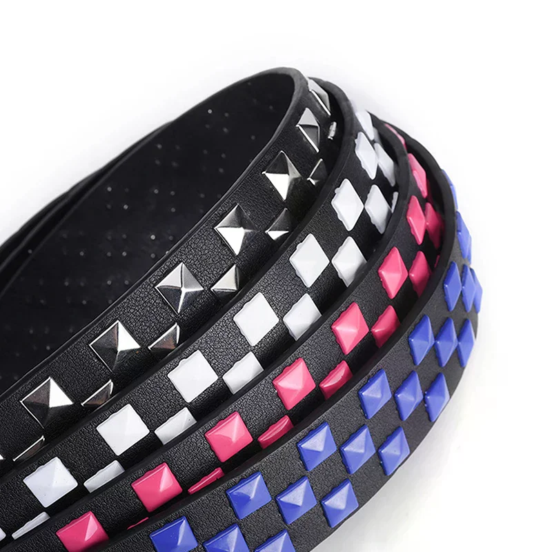Rivets Checkerboard Belt - PU Leather Hip-hop Punk Strap, 107CM Universal