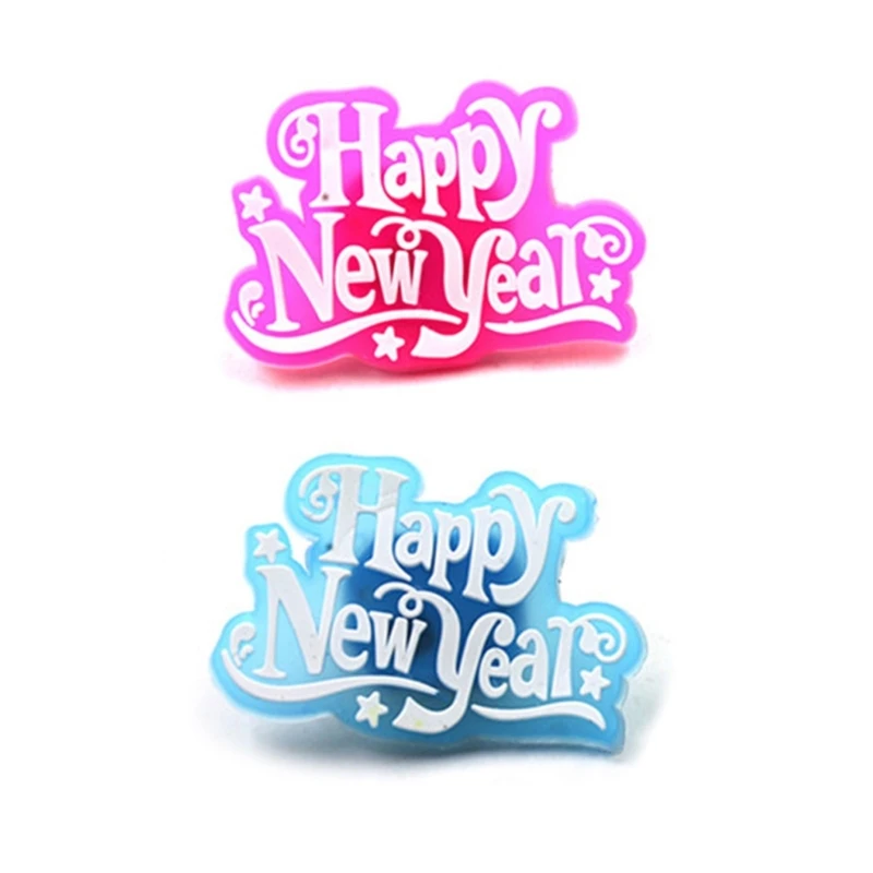 

15pcs Light Up Glowing Badge Happy New Year LED Flashing Brooches Pins Party Favor Supplies Festival Holiday Decoration