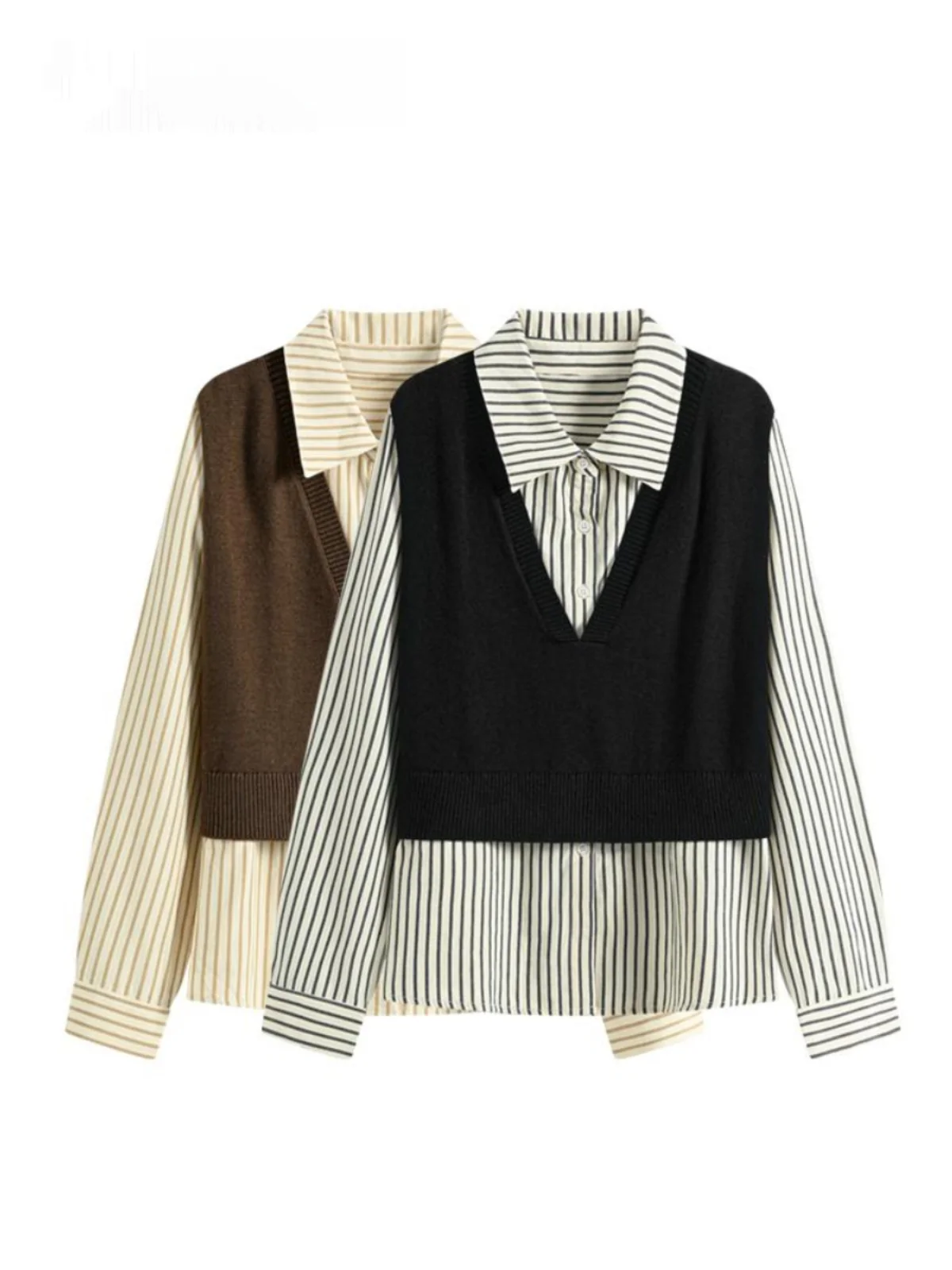 

plus Size Long Sve irt Women's Slim Fit Belly Covering Design Sensation Top Korean Sle Straight Cut Polyester Fiber