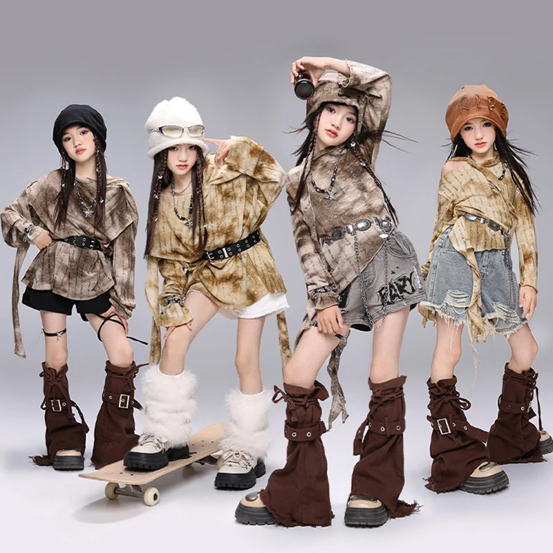 2024 Meisjes Jazzdans Kleding Mode Hip Hop Prestaties Kostuum Mode Tops Kids Catwalk Street Wear K-pop Outfits BL14174