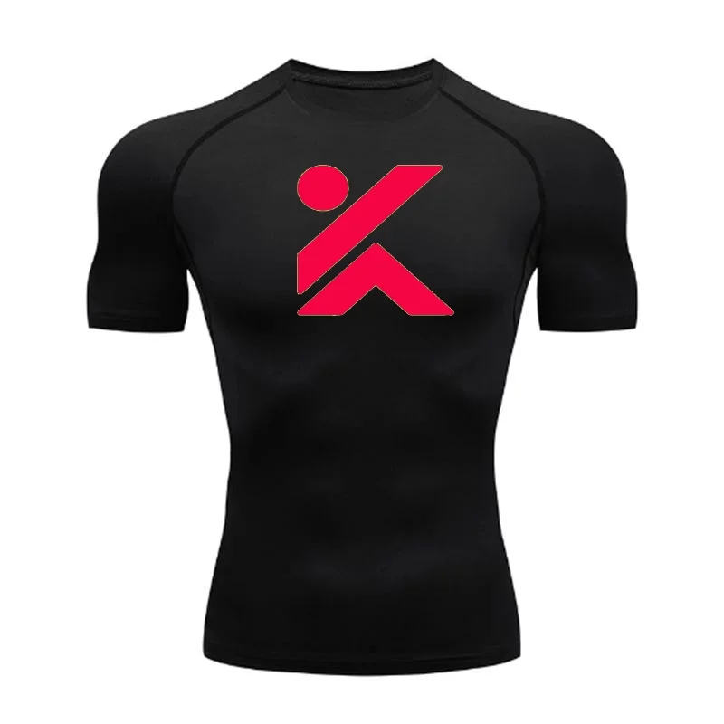 

New letter k print gym casual sports top round neck quick-drying fashion design sports T-shirt