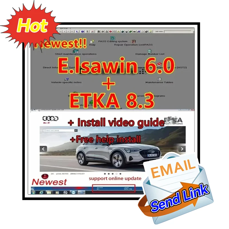 ELSAWIN 6.0 with ET KA 8.3 Newest for A-udi for V-W Auto Repair Software Group Vehicles Electronic Parts Catalog