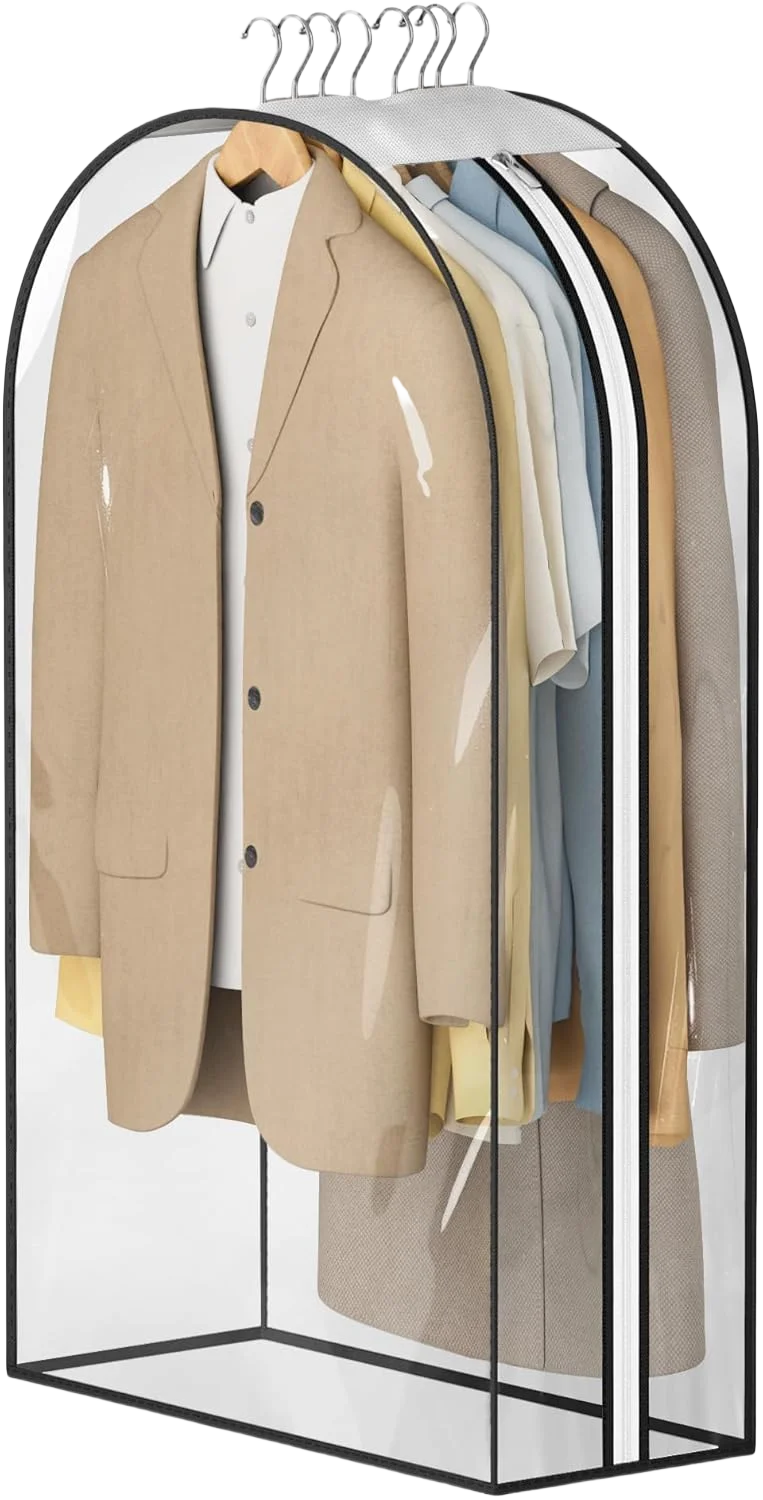 

3pcs 60" All Clear Garment Bags for Closet Storage Clothes,10" Gusseted Waterproof Garment Cover Portable Visible Clothing Bag