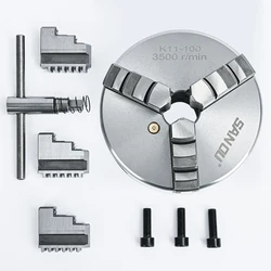 Draaibank Chuck 100Mm Sanou 3 Kaak Zelfcentrerende Klauwplaat K11-100 Handmatige Mini Metalen Draaibank Chuck Mini Chuck