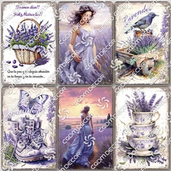 Vintage Lavender Girls Tin Sign Metal Poster Garden Metal Plates Wall Art Decor for Cafe Backgarden Living Room