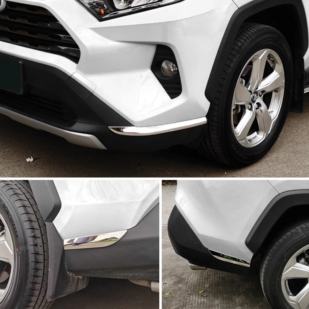 2/4Pcs Car Styling Stainless Front Rear Bumper Protector Trim For Toyota RAV4 RAV-4 XA50 2019 2020 Car Accessories