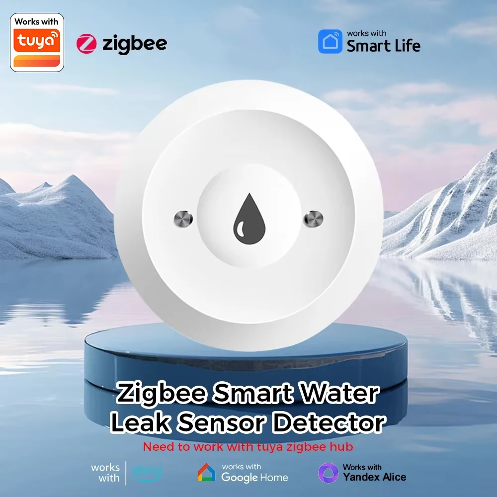 

Датчик протечки воды ZigBee, водонепроницаемый умный детектор, сигнализация в реальном времени, мониторинг через приложение, дистанционное управление для кухни и ванной комнаты