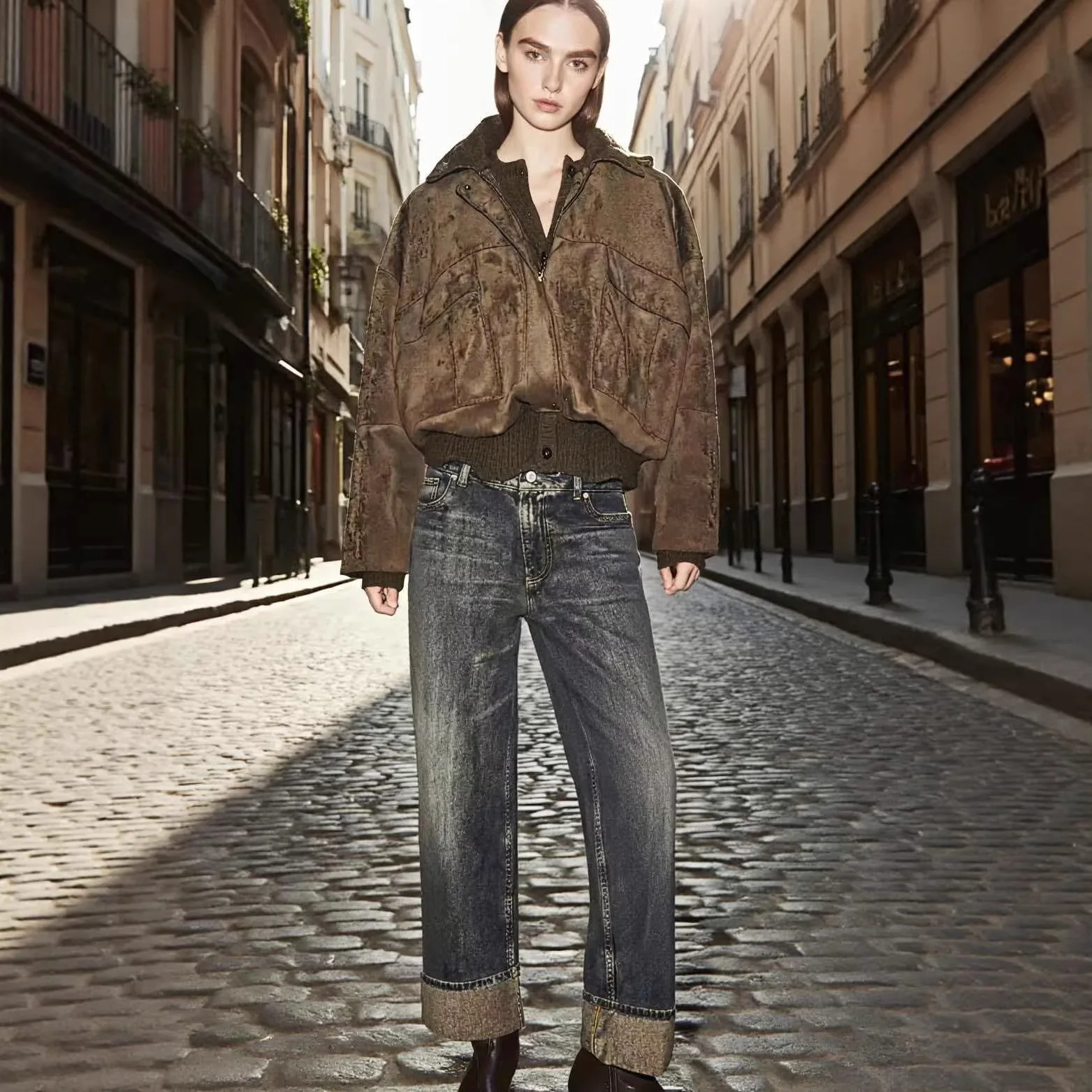 

Универсальная женская замшевая куртка KIDCRKJ с отложным воротником и капюшоном, в стиле ретро, коричневая, женская куртка-бомбер, уличная куртка с эластичным низом, женское пальто