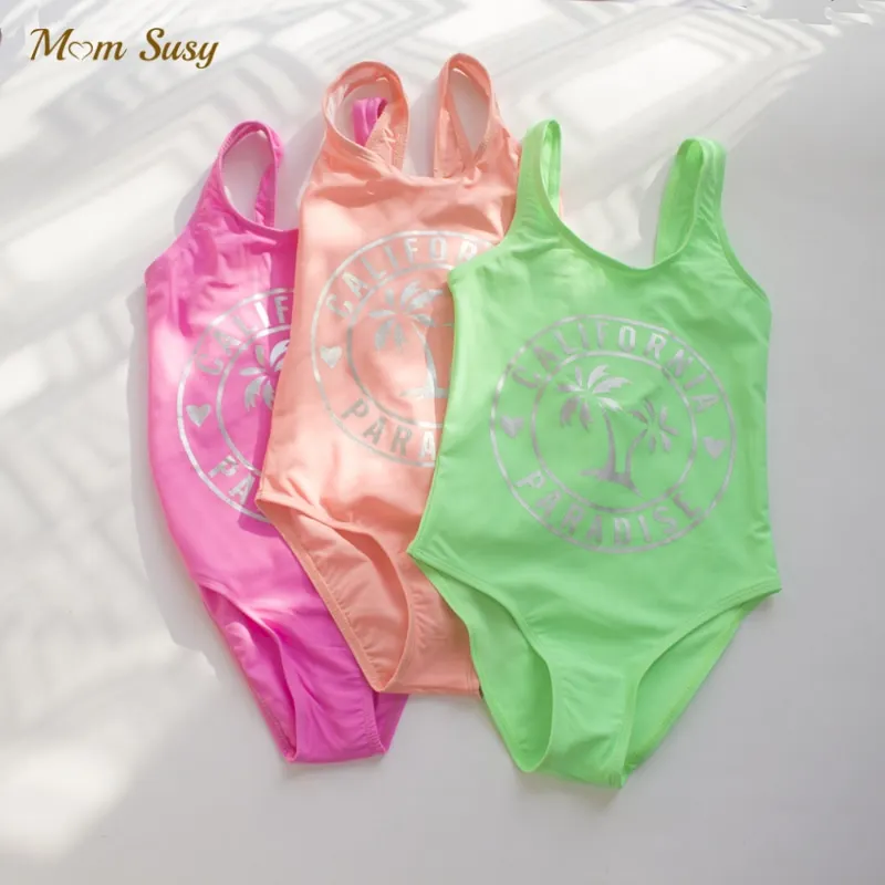 

Fashion Baby Girl Letter Print Swim Suit Onesie Toddler Child Swimwear Bathing Suit Kid Swimming Clothing Summer Holiday 5-10Y