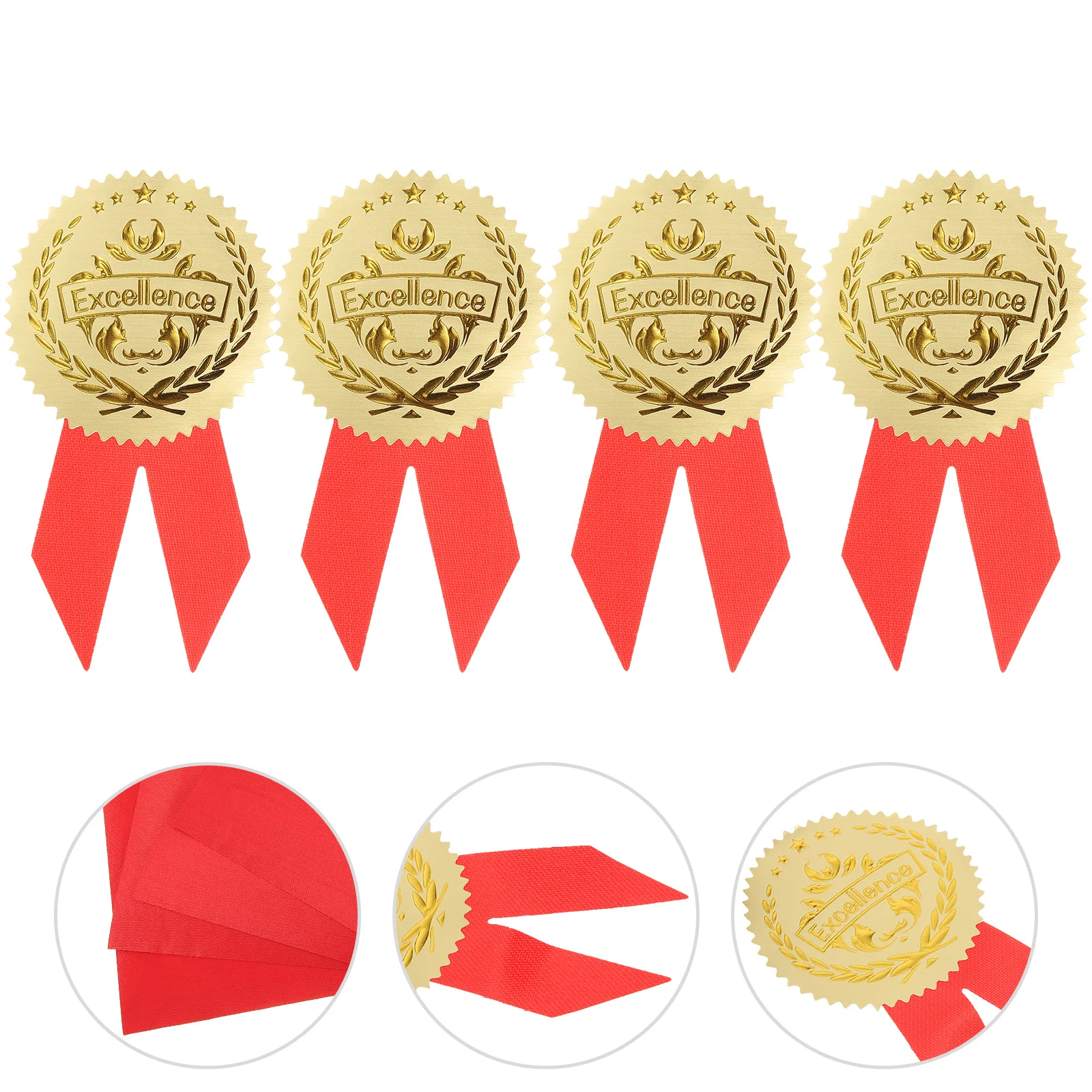 36 Set Kids Stickers Graduation Commendation Medals For Awards Paper Soccer Red Encouragement Football Child